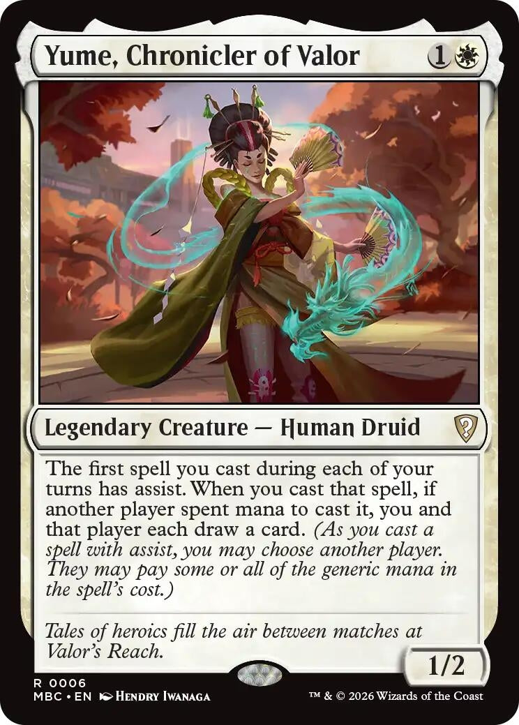 Image for Yume, Chronicler of Valor (Mystery Booster Commander Edition) (6) (MBC) - Magic: The Gathering