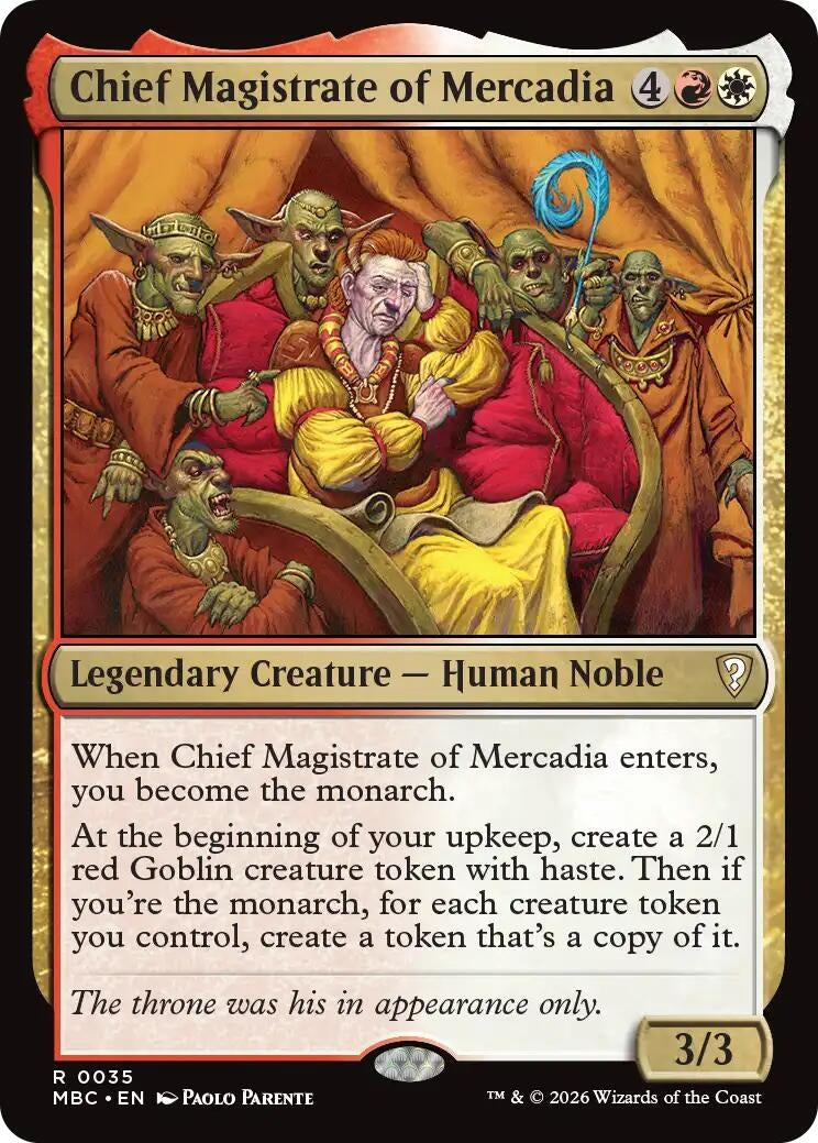 Image for Chief Magistrate of Mercadia (Mystery Booster Commander Edition) (35) (MBC) - Magic: The Gathering