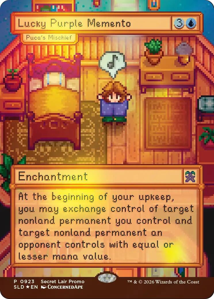 Image for Lucky Purple Memento - Puca's Mischief (Secret Lair Drop Series) (923) (SLD) - Magic: The Gathering