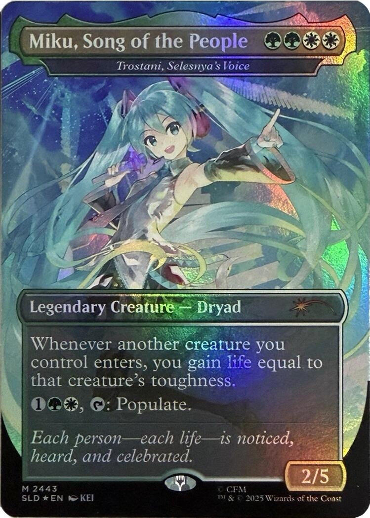 Image for Miku, Song of the People - Trostani, Selesnya's Voice (Display Commander) - Thick Stock (Secret Lair Drop Series) (2443) (SLD) - Magic: The Gathering