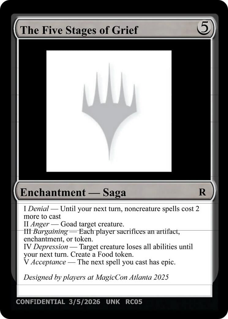 Image for The Five Stages of Grief (Un-Known Event Playtest Cards) (UNK) - Magic: The Gathering