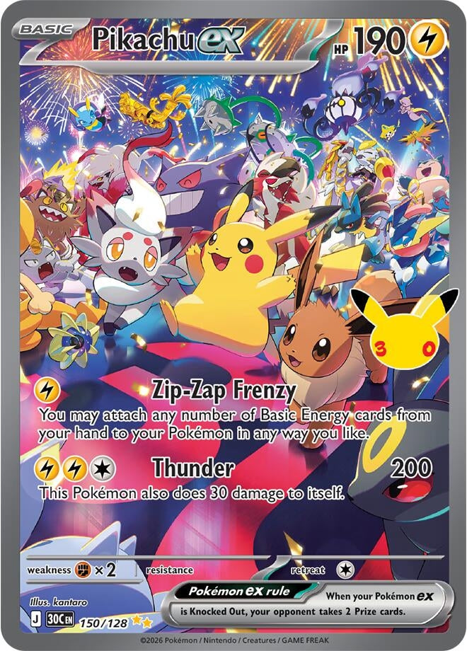 Image for Pikachu ex (ME: 30th Celebration) (150/128) (30C) - Pokemon
