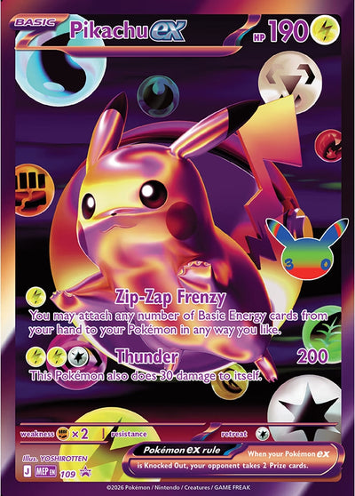 Pikachu ex - 109 (30th Celebration) (ME: Mega Evolution Promo) (109) (MEP)