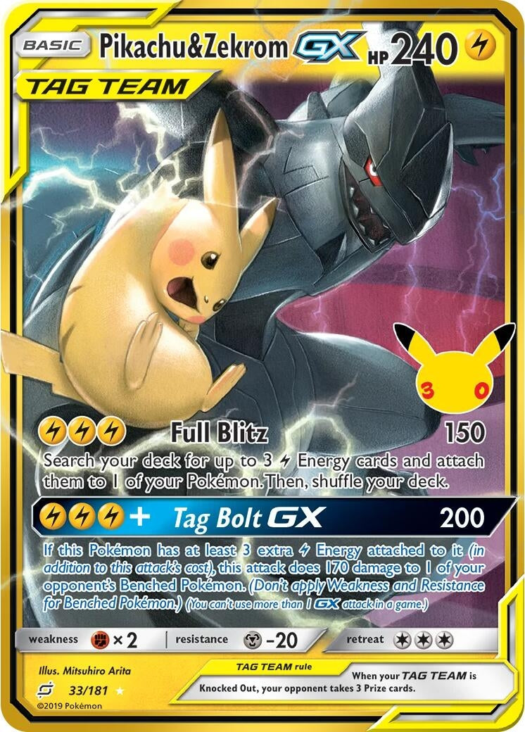 Image for Pikachu & Zekrom GX (ME: 30th Celebration Classic Collection) (33/181) (30C) - Pokemon