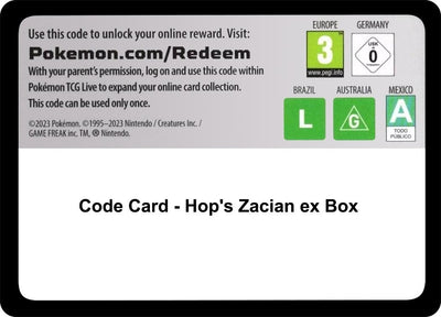 Code Card - Hop's Zacian ex Box (Miscellaneous Cards & Products) (MCAP)