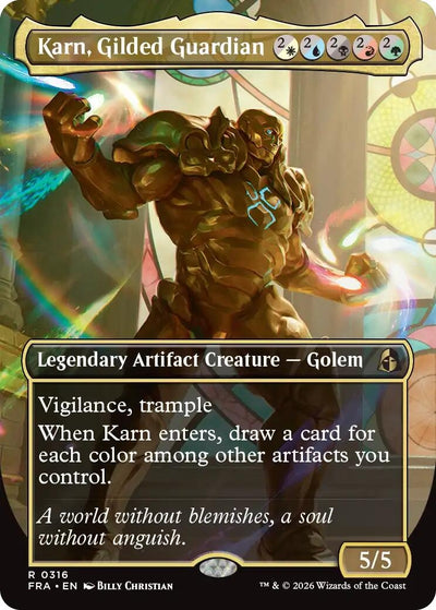 Karn, Gilded Guardian (Borderless) (Reality Fracture) (316) (FRA)