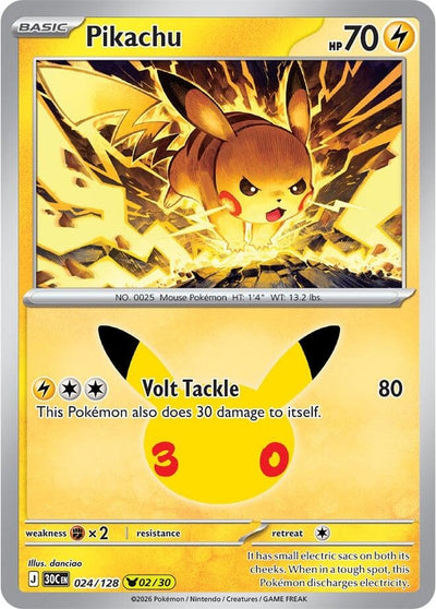 Pikachu (ME: 30th Celebration) (024/128) (30C)