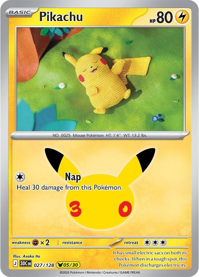 Image for Pikachu (ME: 30th Celebration) (027/128) (30C) - Pokemon
