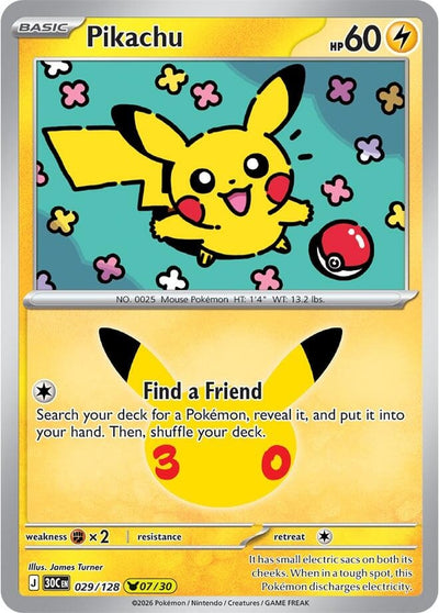 Pikachu (ME: 30th Celebration) (029/128) (30C)