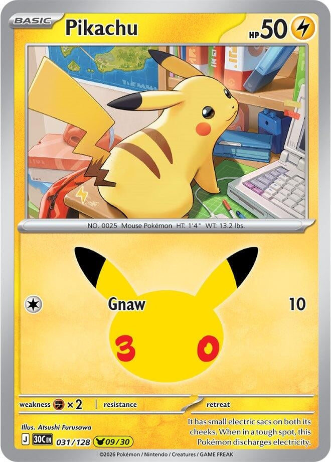 Image for Pikachu (ME: 30th Celebration) (031/128) (30C) - Pokemon