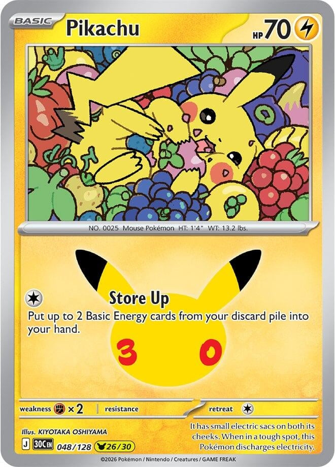 Image for Pikachu (ME: 30th Celebration) (048/128) (30C) - Pokemon