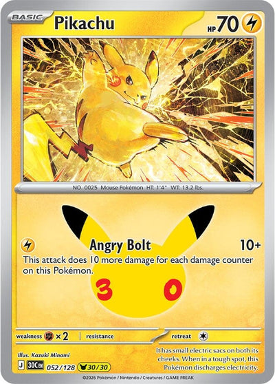 Pikachu (ME: 30th Celebration) (052/128) (30C)