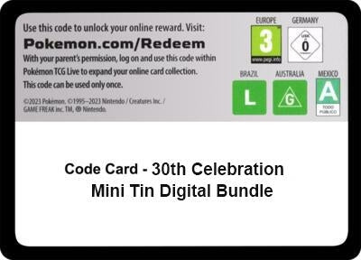 Code Card - 30th Celebration Mini Tin digital bundle (ME: 30th Celebration) (30C)