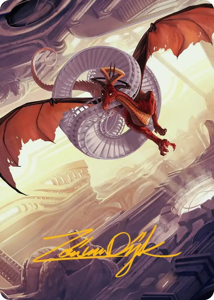 Image for Draconic Visitor Art Card (Gold-Stamped Signature) (Art Series: Reality Fracture) (49) (ASFRA) - Magic: The Gathering