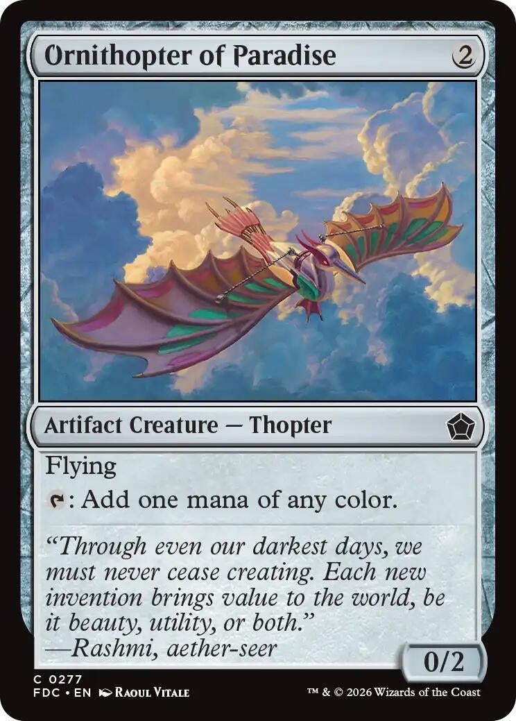 Image for Ornithopter of Paradise (Commander: Foundations) (277) (FDC) - Magic: The Gathering