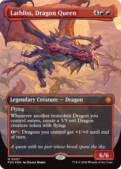 Lathliss, Dragon Queen (Borderless) (Commander: Foundations) (7) (FDC)