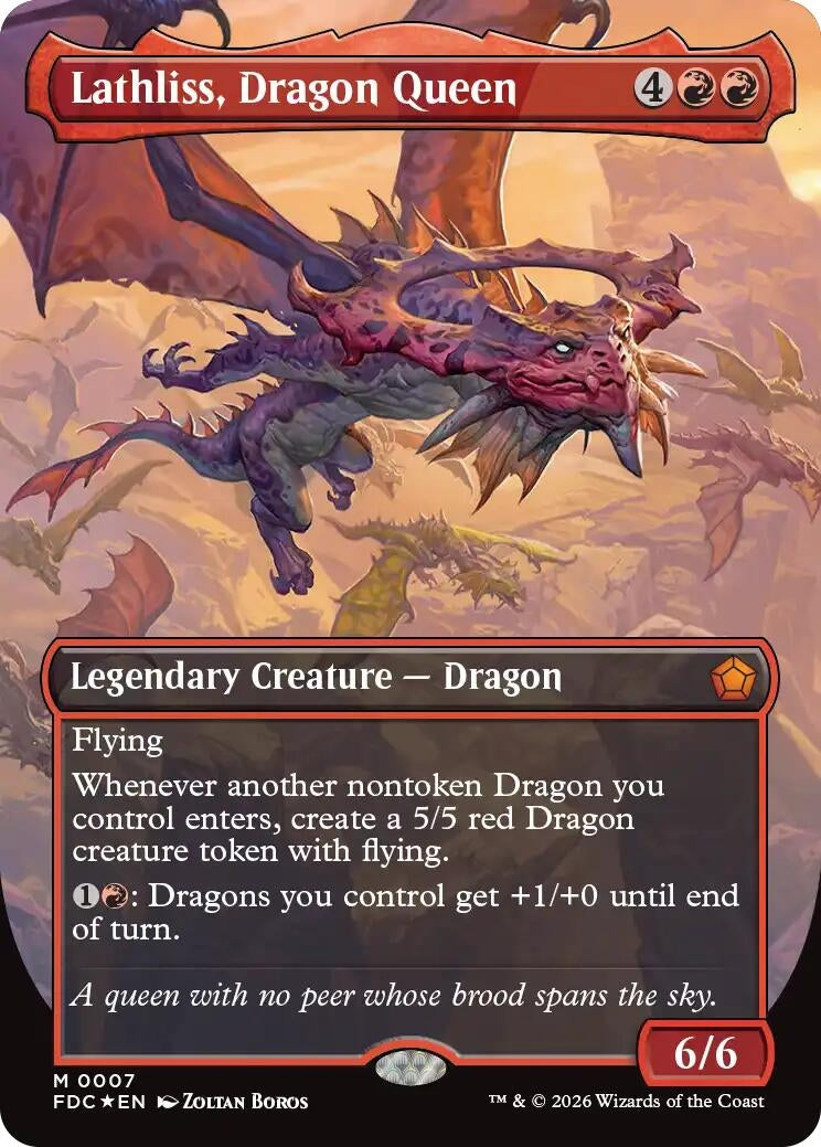 Image for Lathliss, Dragon Queen (Borderless) (Commander: Foundations) (7) (FDC) - Magic: The Gathering