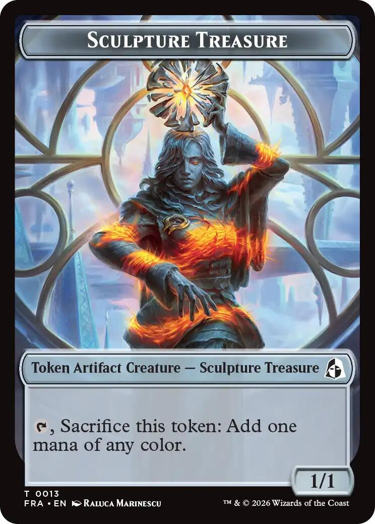 Image for Sculpture Treasure // Beast Double-Sided Token (Reality Fracture) (13 // 8) (FRA) - Magic: The Gathering