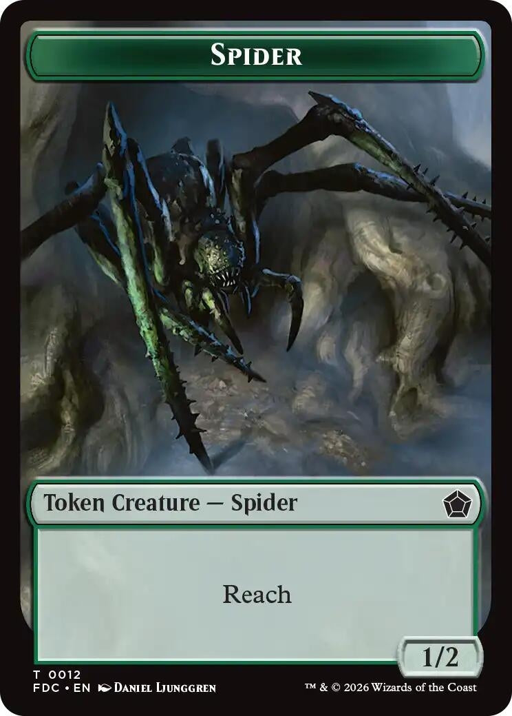 Image for Spider // Beast Double-Sided Token (Commander: Foundations) (12 // 10) (FDC) - Magic: The Gathering