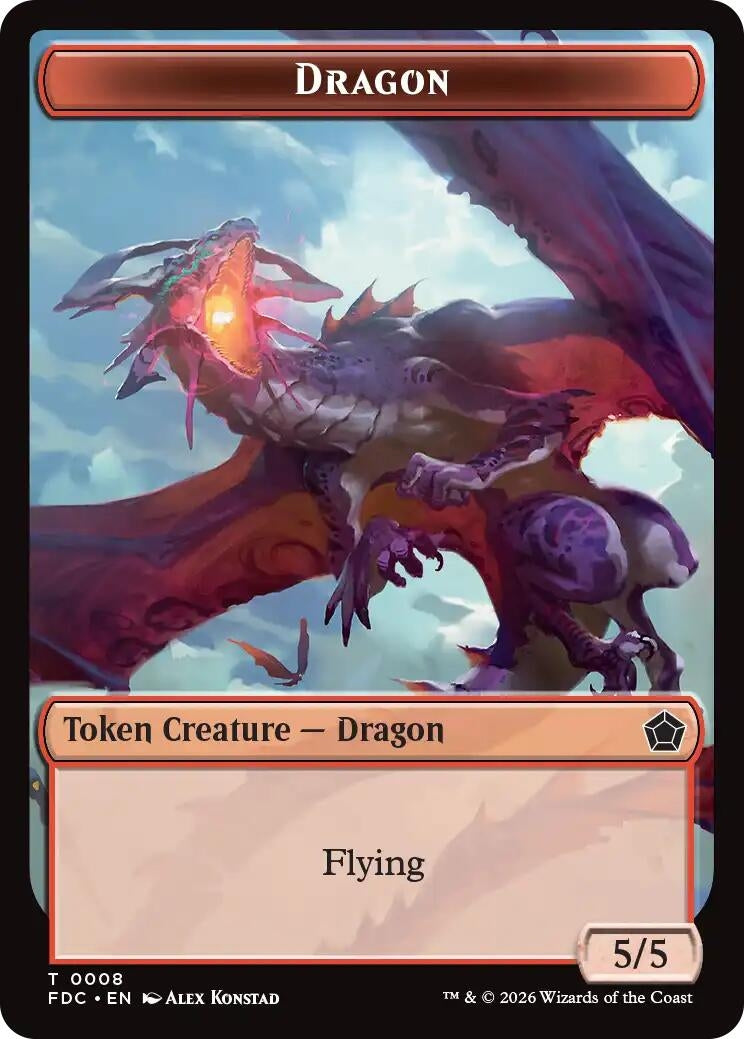 Image for Dragon (0008) // Treasure Double-Sided Token (Commander: Foundations) (8 // 16) (FDC) - Magic: The Gathering