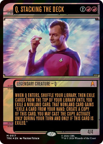 Q, Stacking the Deck (Showcase) (Surge Foil) (Star Trek) (517) (TRK)