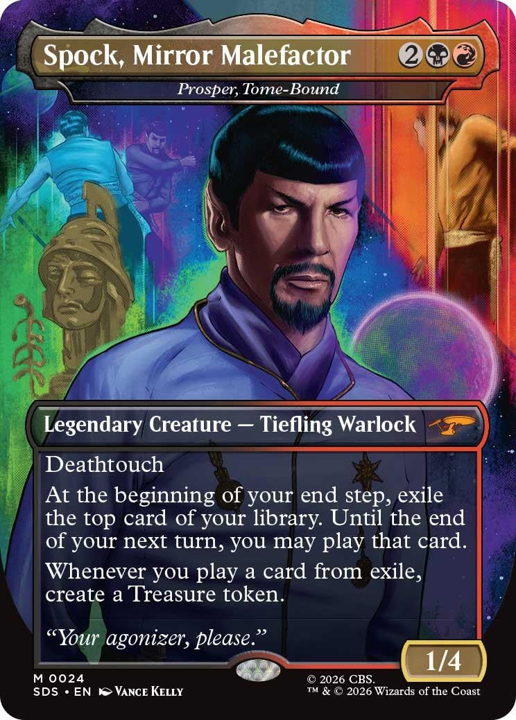 Image for Spock, Mirror Malefactor - Prosper, Tome-Bound (Borderless) (Star Trek: Stardates) (24) (SDS) - Magic: The Gathering