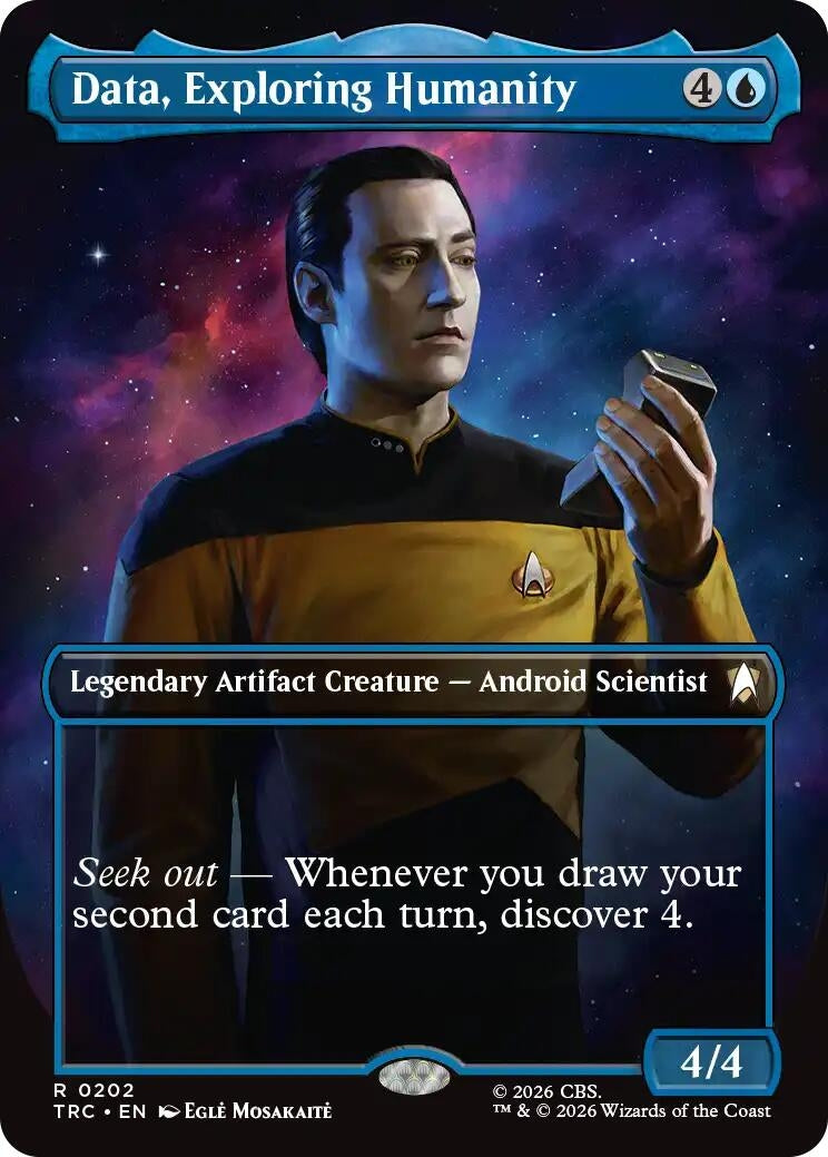 Image for Data, Exploring Humanity (Borderless) (Commander: Star Trek) (202) (TRC) - Magic: The Gathering