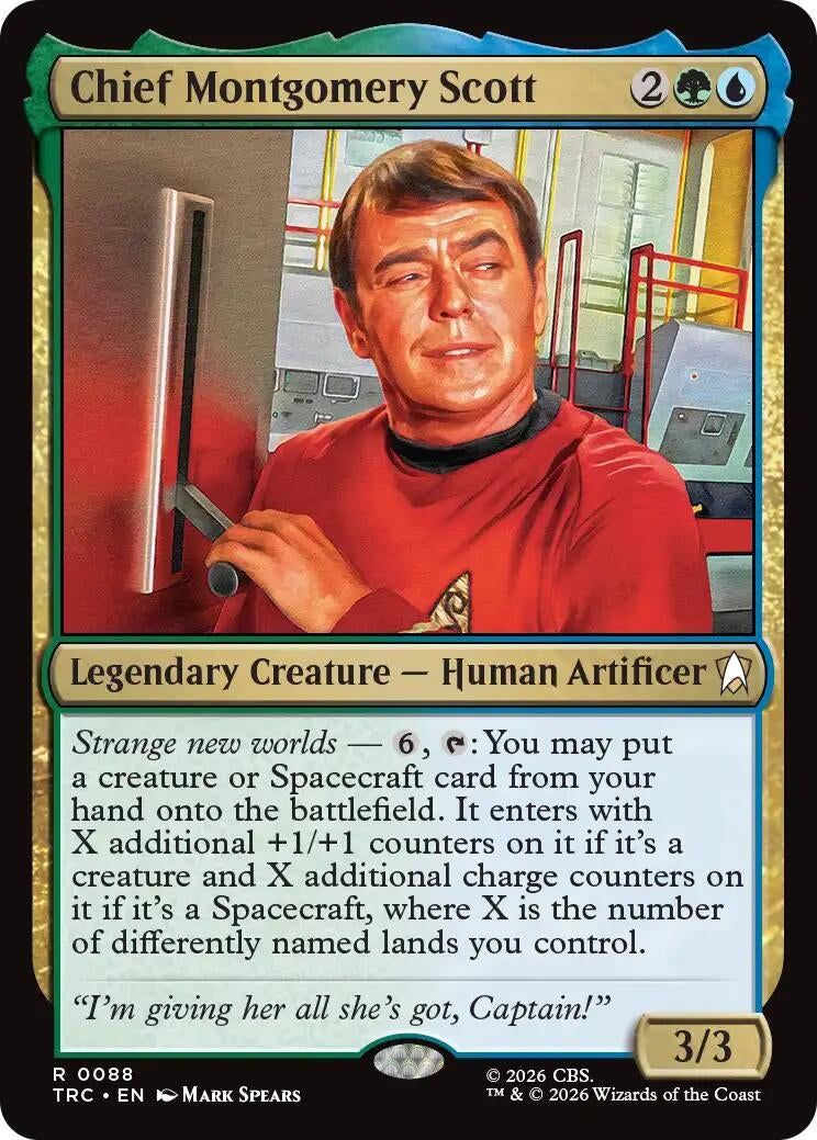 Image for Chief Montgomery Scott (Surge Foil) (Commander: Star Trek) (88) (TRC) - Magic: The Gathering