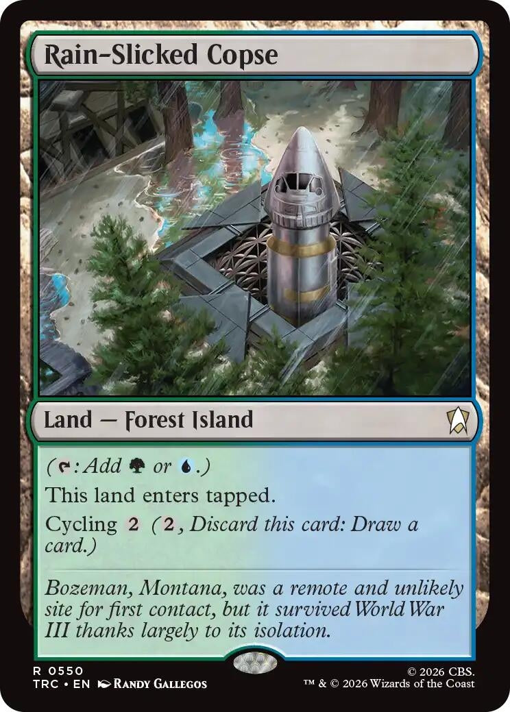 Image for Rain-Slicked Copse (Surge Foil) (Commander: Star Trek) (550) (TRC) - Magic: The Gathering
