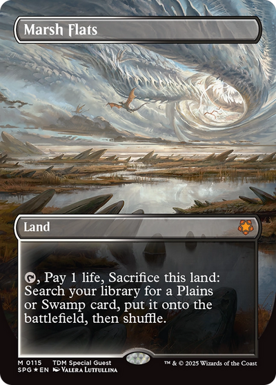 Marsh Flats (Borderless) (Dragonscale Foil) [Tarkir: Dragonstorm Special Guests]