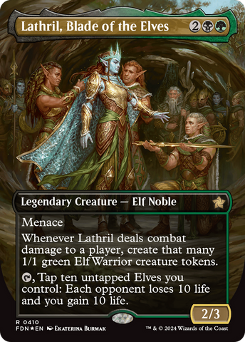 Lathril, Blade of the Elves (Borderless) (Mana Foil) [Foundations]