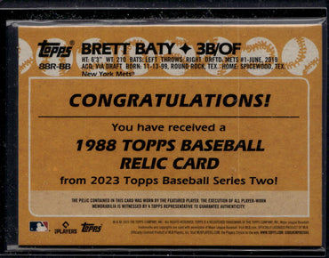 2023 Topps #88R-BB Brett Baty 1988 Baseball 35th Anniversary Relics (S2)    MEM