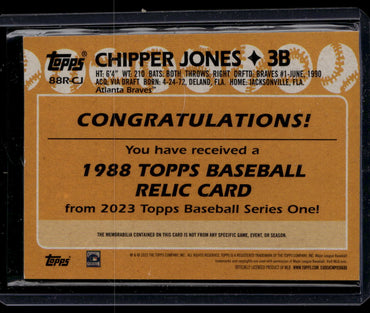 2023 Topps #88R-CJ Chipper Jones 1988 Baseball 35th Anniversary Relics    MEM