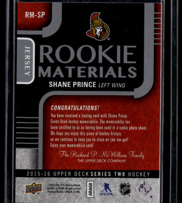 2015 Upper Deck #RM-SP Shane Prince Rookie Materials     MEM